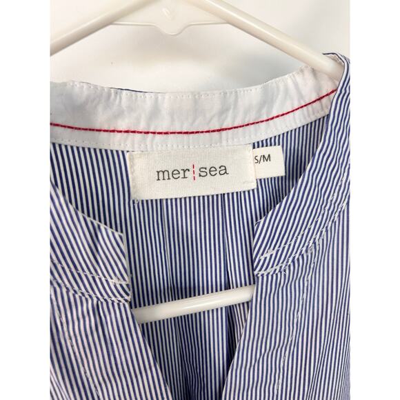 Mer Sea Women's Coastal Pinstripe Essential Shirt Dress Blue White Size‎ S/M - Picture 6 of 13